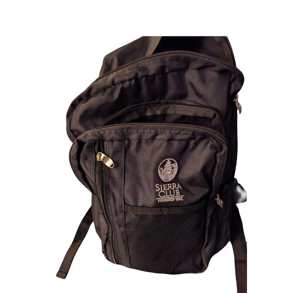Sierra Club Over Shoulders Backpack Black Padded Straps with‎ 3 Zipper Pockets